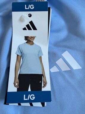 ADIDAS WOMENS ACTIVE TEE Regular Fit Blue Activewear Shirt Top Size Large